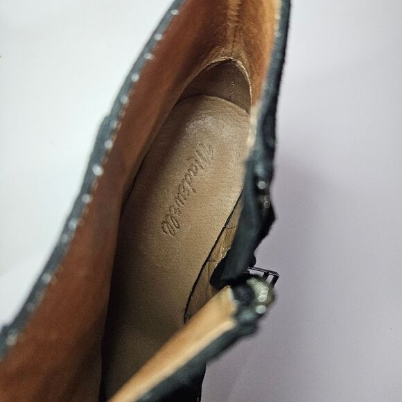 Madewell Bryce Suede Minimalist Stacked Heel Almond Toe Chelsea Boot Black 8.5 - Picture 9 of 10